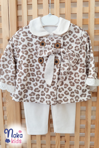 Leopar Desenli Kız Bebek 3 lü Takım