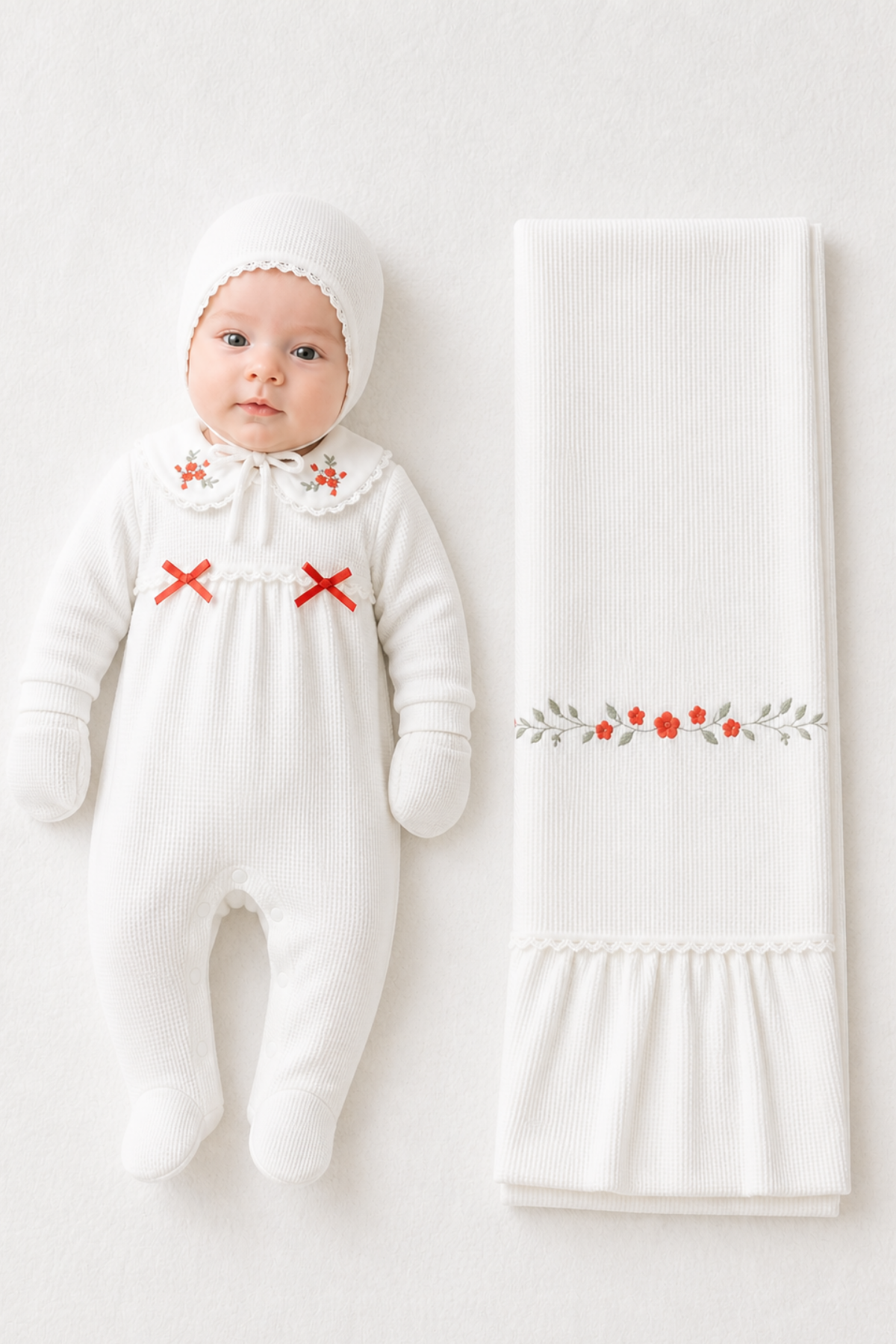 Mirel Natural Set Kız Bebek Hastane Çıkışı 4 Parça