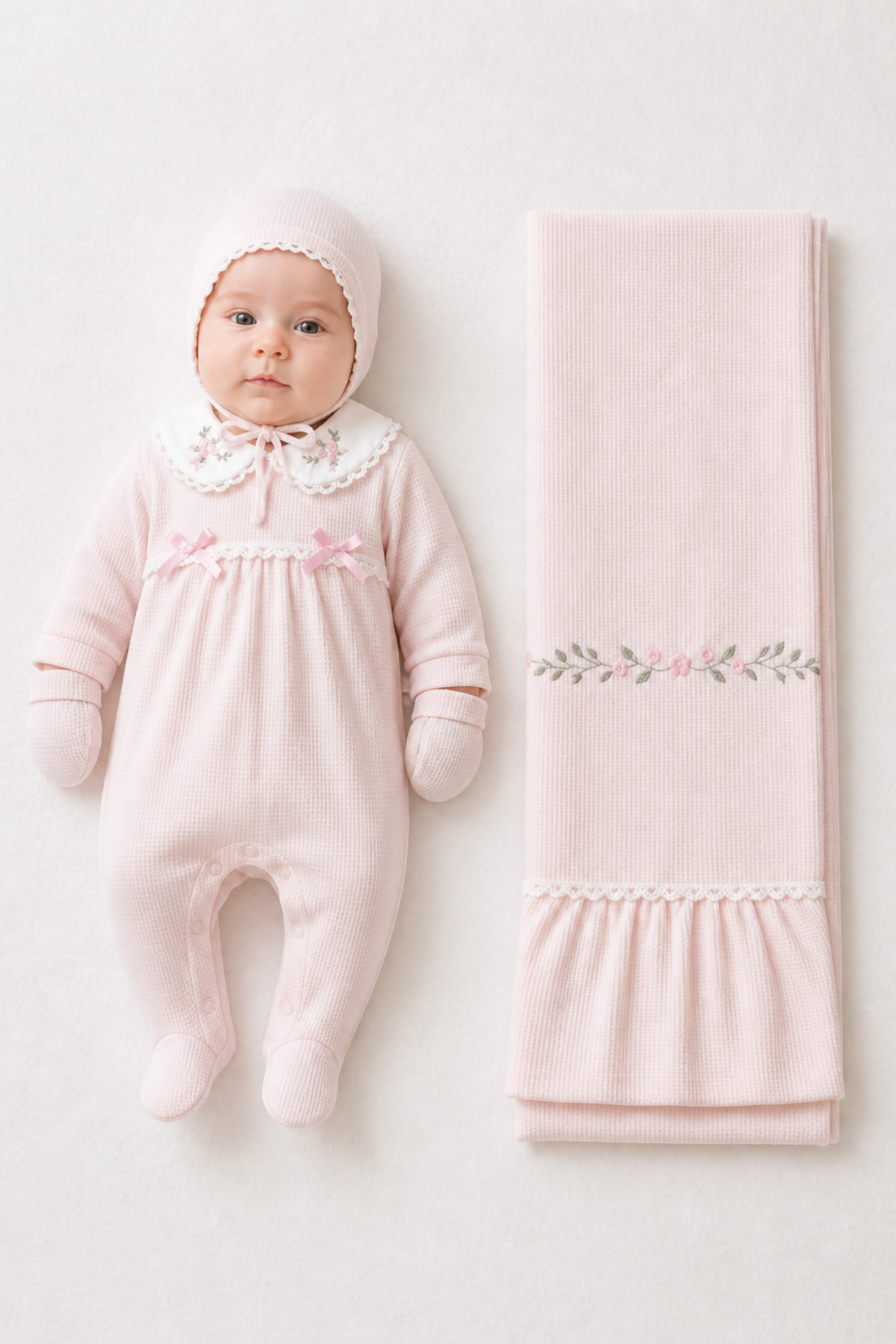Mirel Natural Set Kız Bebek Hastane Çıkışı 4 Parça