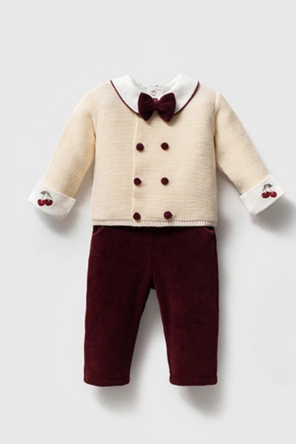 Royal Burgundy 4 Parça Erkek Bebek Salopet Takımı