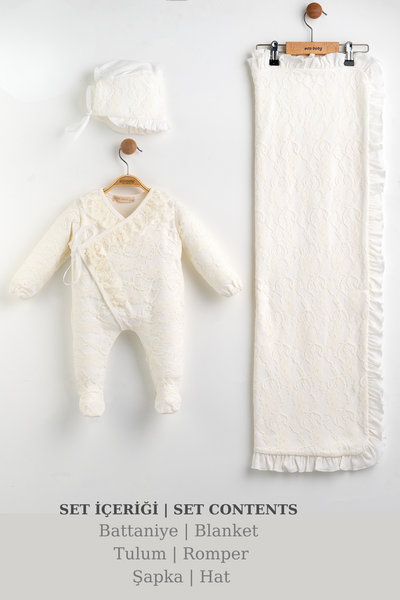 Royale Lace 3 Parça Dantelli Hastane Çıkışı Seti